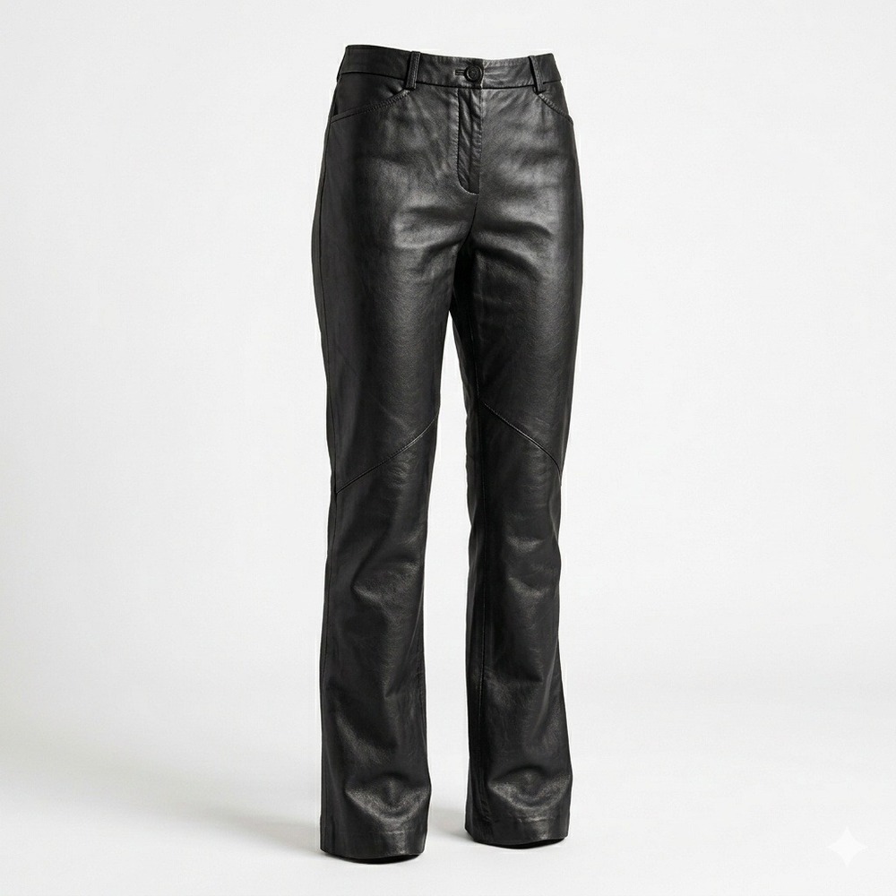 BCBGMAXAZRIA Leather Pants Womens 4 Black Bootcut Mid Rise Chic Edgy Y2K